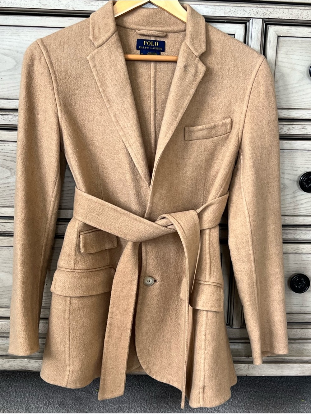 Polo by Ralph Lauren Camel Wool Belted Blazer